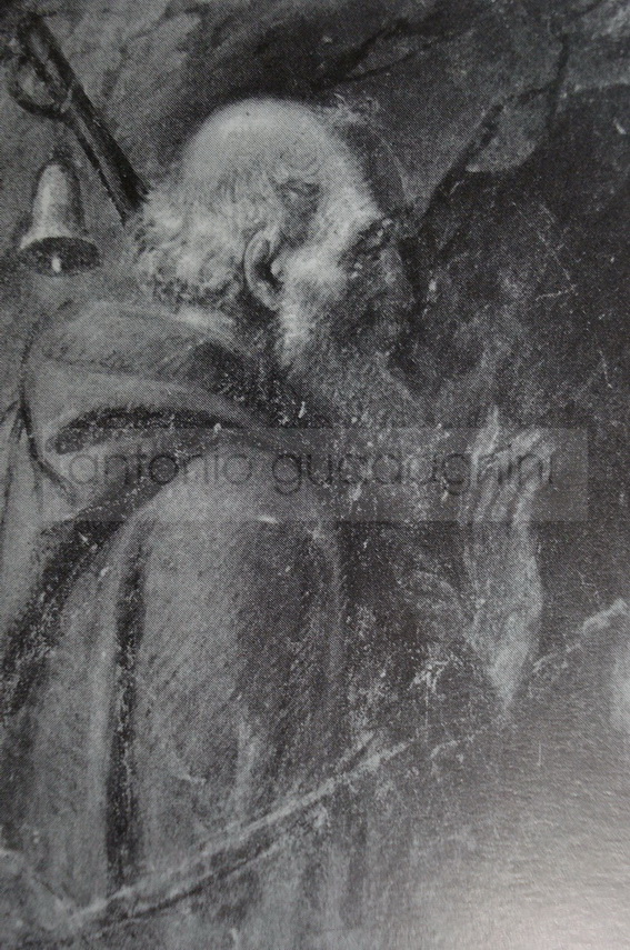 Sant'Antonio Abate - 1849 - affresco su ardesia cm. 74x53 - Esine coll. privata